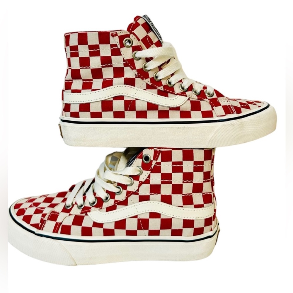 NEW! VANS SK8 HI 38 DECON VR3 SF Hightop Runners Sneakers Shoes Red Chec…